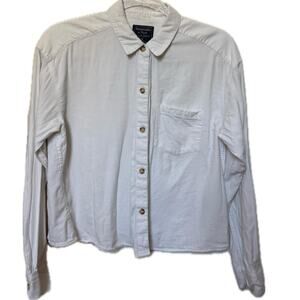Abercrombie & Fitch White Button-Up Crop Shirt | Classic Cotton Blouse | Small